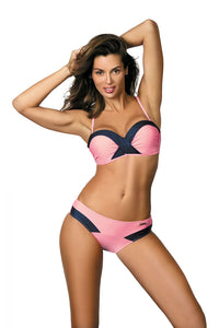 Contrast Push-Up Bikini Set – Detachable Straps & Leg-Lengthening Fit