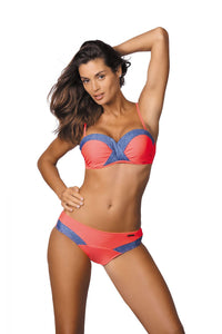 Contrast Push-Up Bikini Set – Detachable Straps & Leg-Lengthening Fit