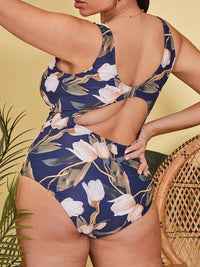 Floral Print Plus Size One-Piece Swimsuit – Vest Style Curve Fit