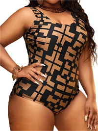 Printed Backless Plus Size One-Piece Swimsuit – Curve Enhancing Fit