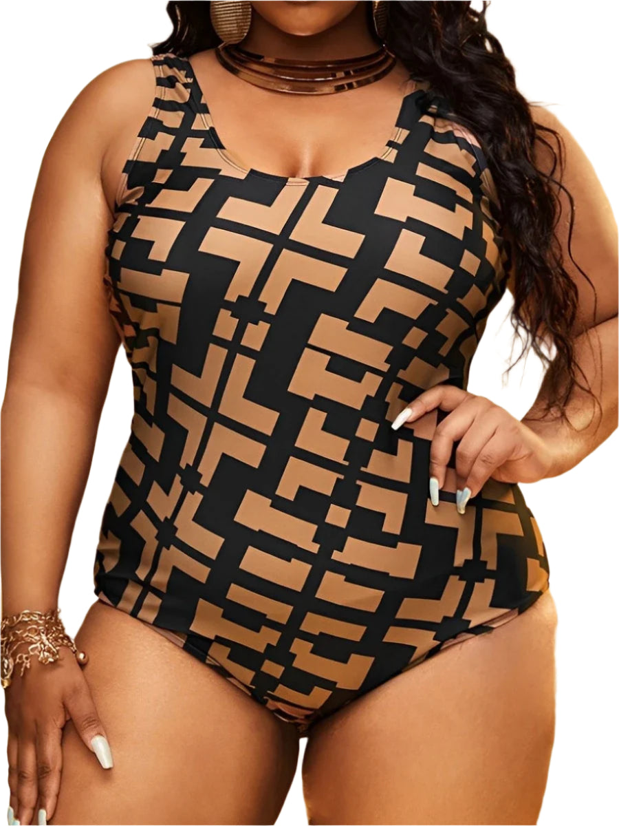 Printed Backless Plus Size One-Piece Swimsuit – Curve Enhancing Fit