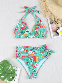 Printed Plus Size Bikini Set – High-Waisted Two-Piece Beach Style