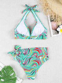 Printed Plus Size Bikini Set – High-Waisted Two-Piece Beach Style