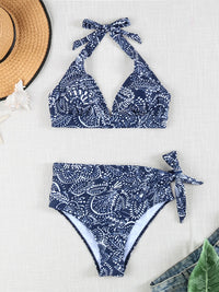 Printed Plus Size Bikini Set – High-Waisted Two-Piece Beach Style
