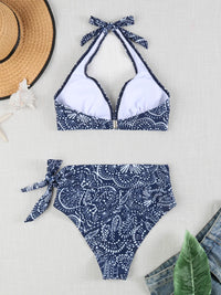 Printed Plus Size Bikini Set – High-Waisted Two-Piece Beach Style