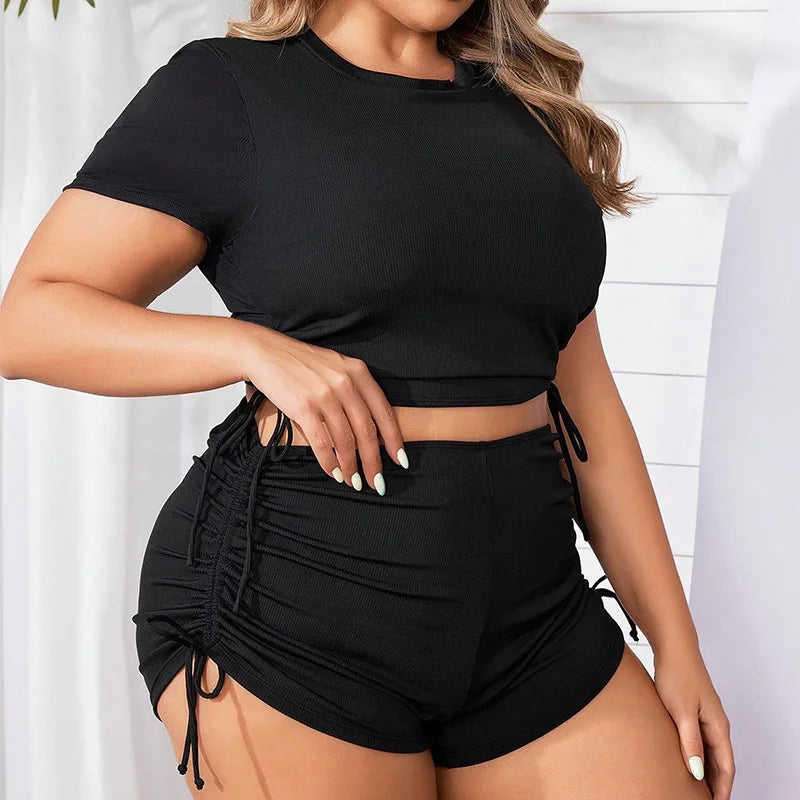 Sporty Plus Size One-Piece Swimsuit – High Waist with Bust Support