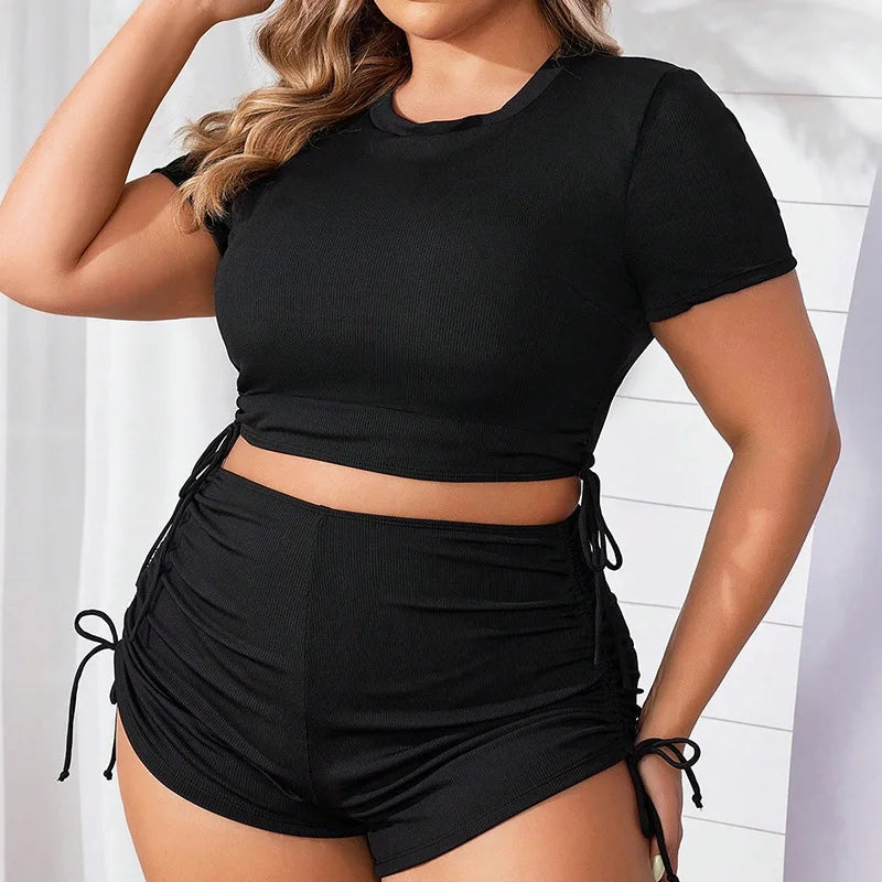 Sporty Plus Size One-Piece Swimsuit – High Waist with Bust Support