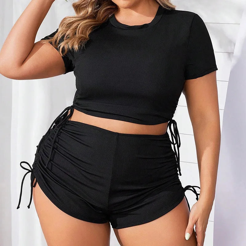 Sporty Plus Size One-Piece Swimsuit – High Waist with Bust Support