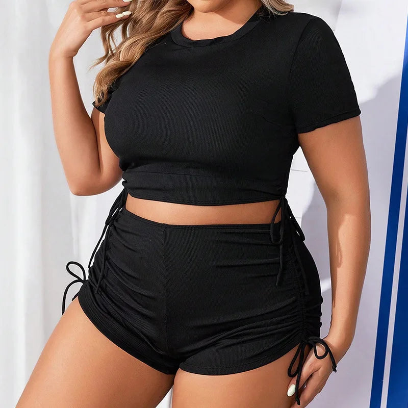 Sporty Plus Size One-Piece Swimsuit – High Waist with Bust Support