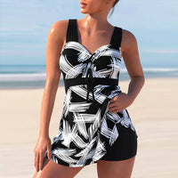 Striped Plus Size Tankini Set – Swimdress with Boyshort Bottoms