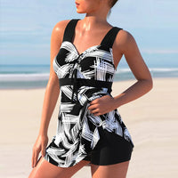 Striped Plus Size Tankini Set – Swimdress with Boyshort Bottoms